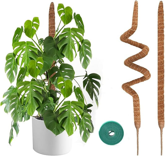 2 Pack Moss Pole, 28 Inch Bendable Moss Poles for Plants Monstera for Climbing Plants, Handmade Coco Coir Pole Plant Sticks Support Stakes for Indoor Plants Plant Grow