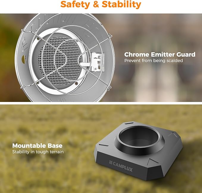 CAMPLUX Portable Propane Heater 15,000 BTU, Outdoor Infrared Heaters for Camping, Garage, Ice Fishing and Patio