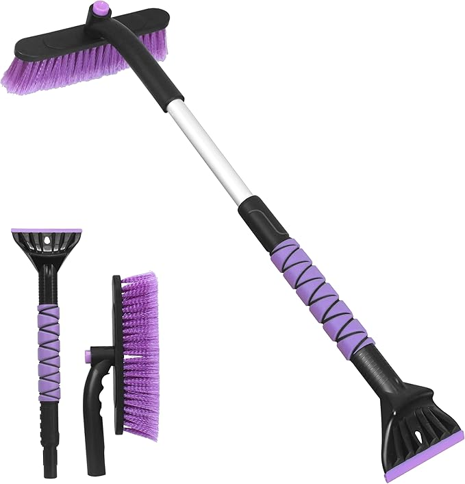 Gardzen 32" Snow Brush and Ice Scraper for Car Windshield, 2-in-1 Car Snow Brush and Ice Scraper, Extendable Snow Scraper with Brush, Snow Removal for Cars SUVs