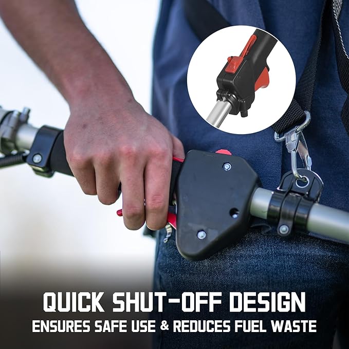 PowerSmart Gas Weed Wacker 2-Cycle 25cc Gas String Trimmer/Edger 16" and 10" Brush Cutter & Shoulder Strap Included