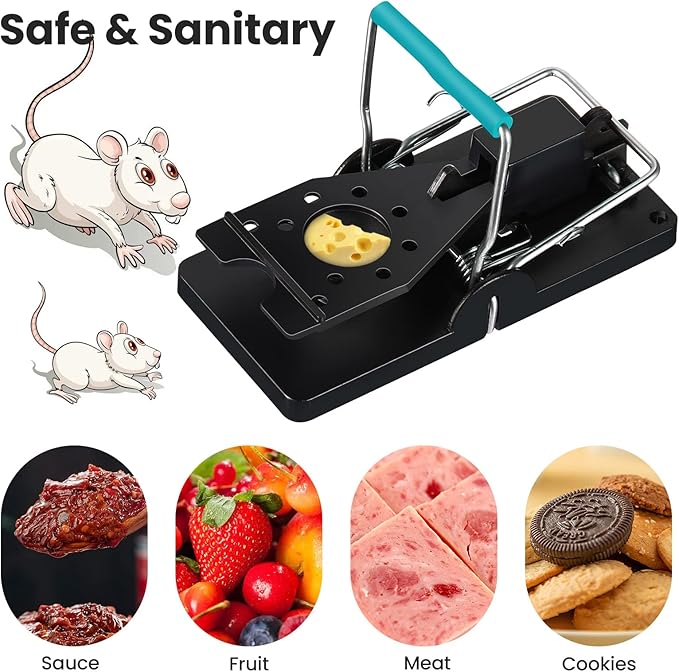 Qualirey 24 Pcs Plastic Mouse Rat Traps House Indoor Quick Effective Safe for Warehouse Garden Kitchen 3.86 x 1.81 x 2.17 Inch (Black,Blue)