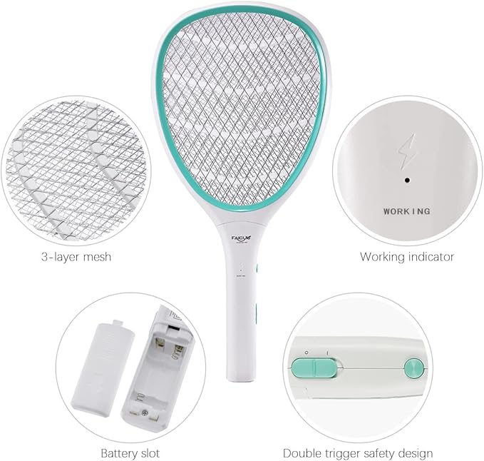 Faicuk Handheld Bug Zapper Racket Electric Fly Swatter