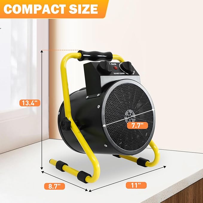 COOS BAY 1500W Portable Electric Space Heater, Outdoor Greenhouse Heater for Grow Tent, Garage, Workshop, Patio, RV – Radiant Heat, Overheat Protection, IPX4 Water Resistant, 2 Pack, Black