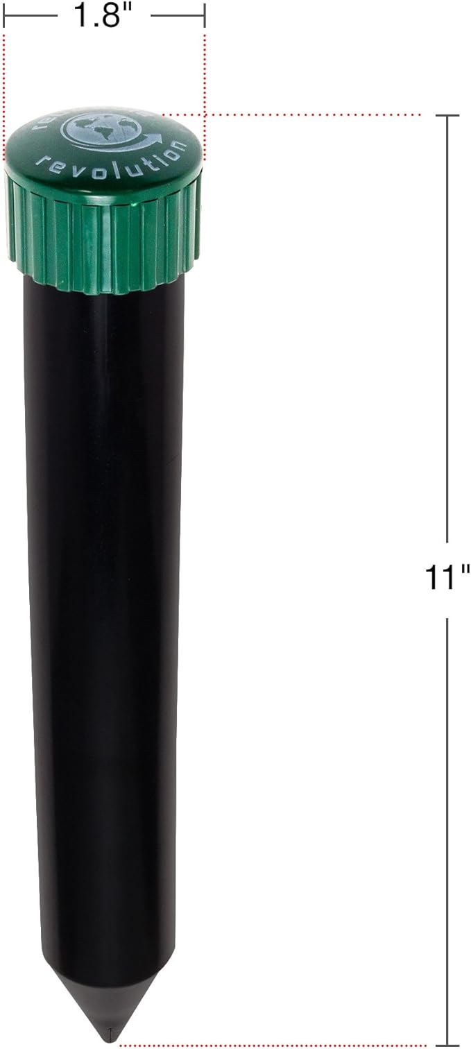 4 Pack Sonic Mole Chaser - Battery Operated Rodent Repeller Stake, Scares Away Moles, Voles, Gophers and Rats by Reusable Revolution (Green & Black)