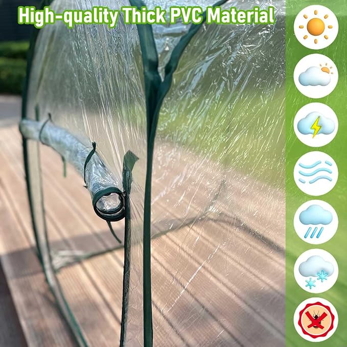 Pop Up Greenhouse Plant Greenhouse Cover, Mini Transparent Freeze Protection PVC Tent with Roll-up Zipper Entry Doors for Indoor and Outdoor Gardens Protecting Plant from Cold Frost (PVC, 39x39x39in)