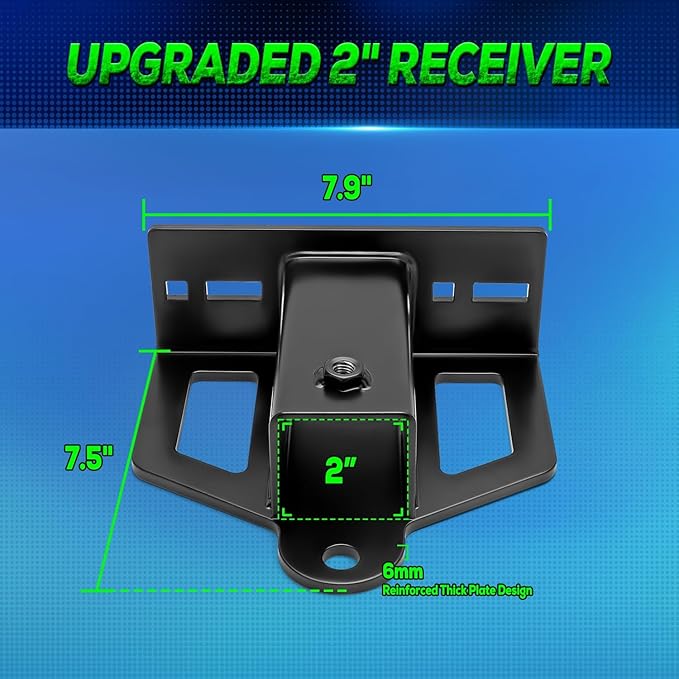 Universal Mower Trailer Hitch with 2in Receiver, Zero Turn Lawn Mower Tow Hitch Receiver for UTV Tractor Golf Cart,6mm Thickened Heavy-Duty Trailer Hitch Receivers with Chain Slot Pin Hole