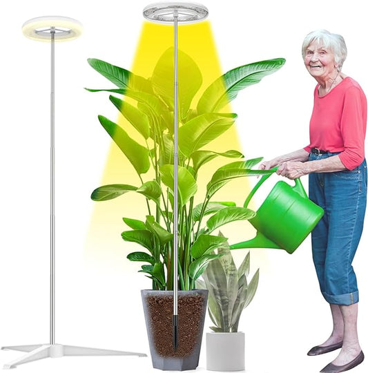 Grow Light for Indoor Plants with Tripod Stand, Full Spectrum Plant Lamp 61" Tall Halo Grow Lights for Plant with Automatic Timer, 72 LEDs Plant Light Height and Brightness Adjustable