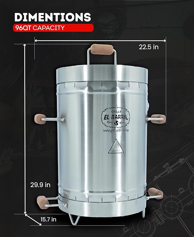 EL BARRIL 30lbs Grill & Smoker Barrel, Stainless Steel Charcoal Smoker Grill – Portable Outdoor Smokers with Grilling Accessories