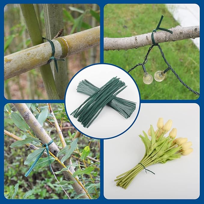 60 Pack 4 Ft Bamboo Stakes for Plant with 100 Twist Ties Bamboo Sticks Plant Support Garden Stakes Poles for Tomatoes Cucumber Grapes Pole Beans Trees Potted Dahlia Flowers