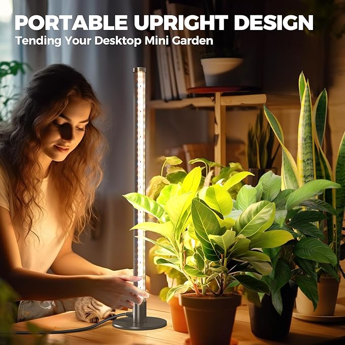 Barrina Standing Grow Light for Indoor Plants, 20W 2FT Desk LED Plant Light, Hanging and Standing, Table Top Full Spectrum Vertical Grow Lights with Stand and On/Off Switch, Ideal for Plants Growth