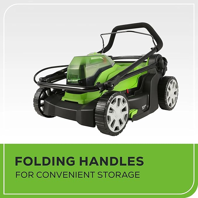 Greenworks 48V (2 x 24V) 17" Cordless (Push) Lawn Mower (125+ Compatible Tools), (2) 4.0Ah Batteries and Dual Port Rapid Charger Included