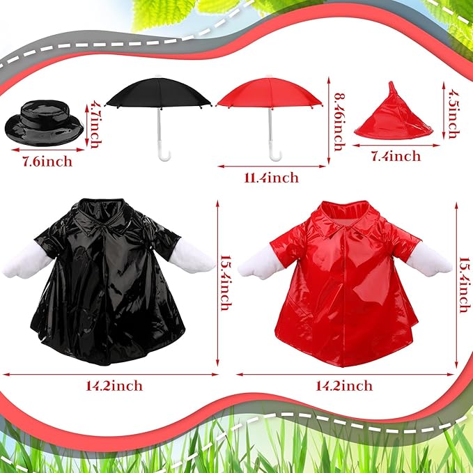 Frienda 2 Set Raincoat Porch Goose Outfit Clothes for 23" High Cement or Plastic Goose, Raincoat and Umbrella Yard Cement Geese Duck Clothes Costume for Fall Halloween Outdoor Garden Patio Decor