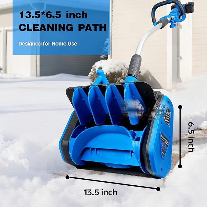 40V Cordless Snow Shovel, 13.5-Inch Battery Snow Blower Electric with Adjustable Directional Plate, 2×20V/4.0Ah Lithium Batteries and Quick Dual-Port Charger Included