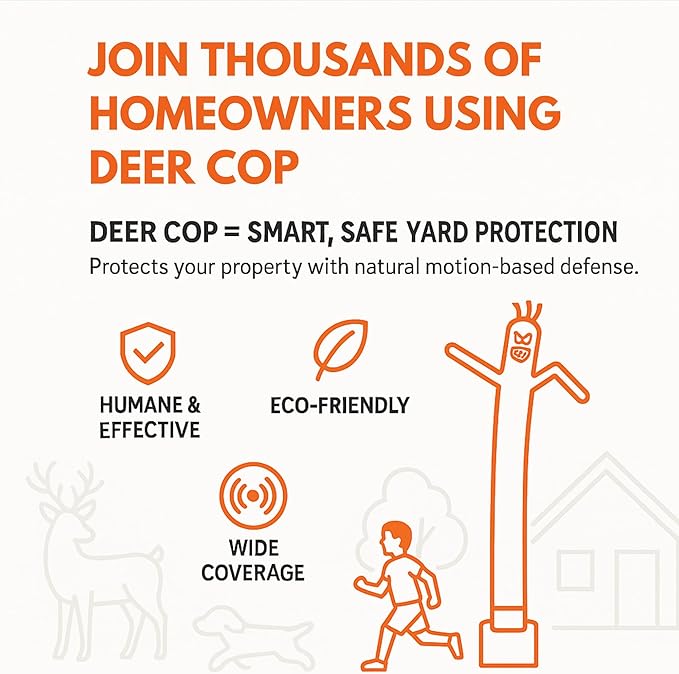 Deer Cop - Motion Activated Deer Deterrent Devices Outdoor - Electronic Deer Out System - Keep Deer Away - Natural Alternative to Spray, Liquid & Granules