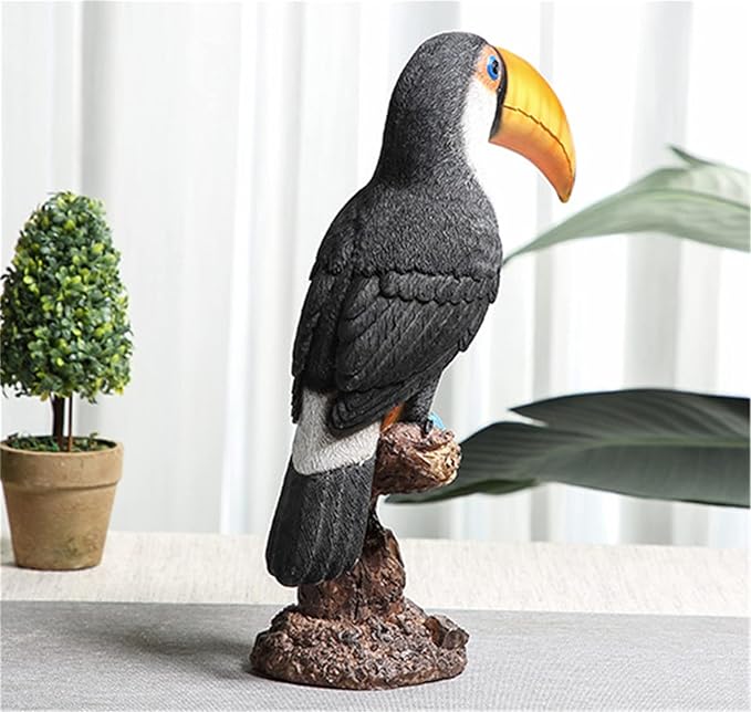 Toucan on Stump Statue Toucan Tree Hugger Garden Statues, Resin Toucan Lifelike Bird Sculptures for Patio Lawn Yard Home Decoration