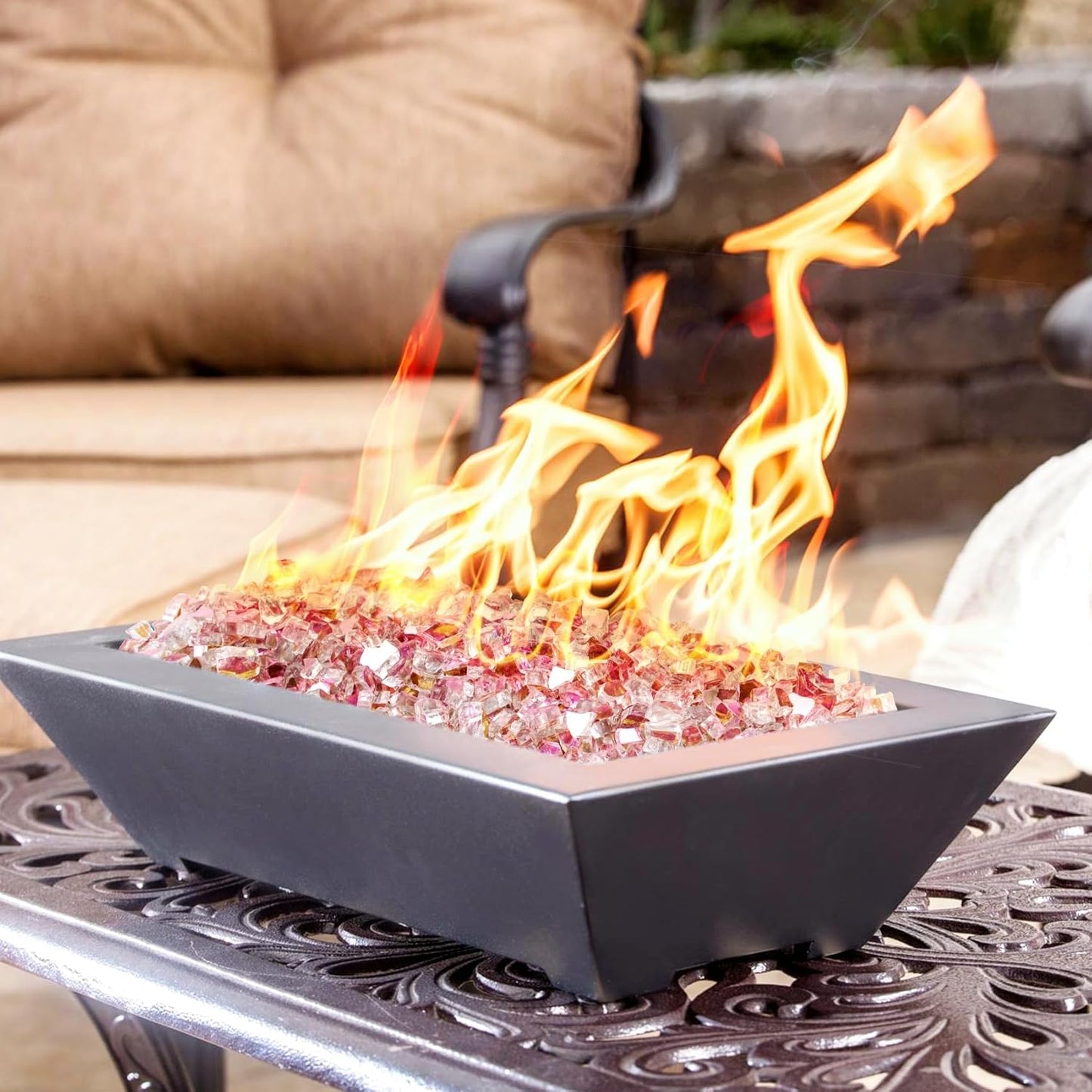 Mr. Fireglass 10 Pounds Fire Glass - 1/2 Inch High Luster Reflective Tempered Glass Rocks for Fireplace Fire Pit Table and Landscaping, Rose Gold