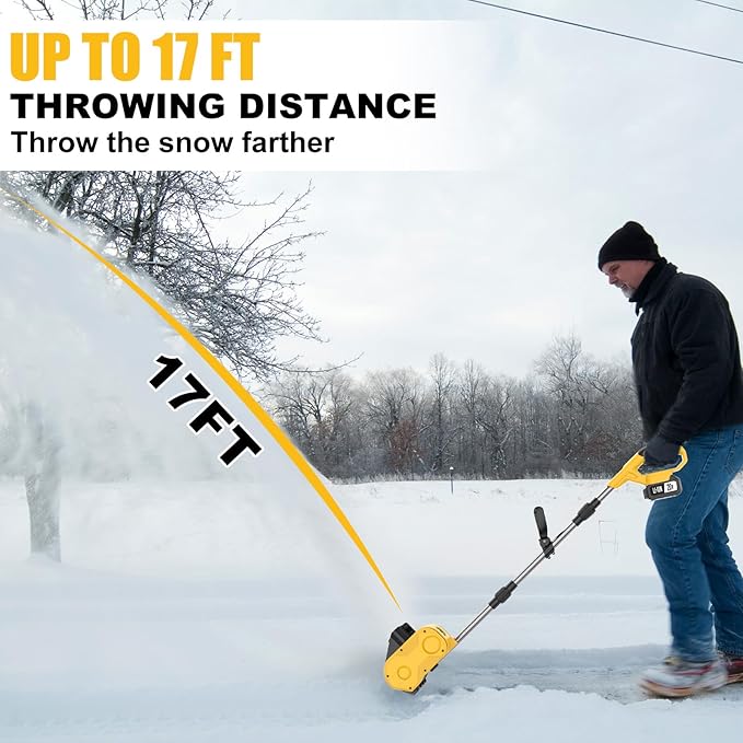 Cordless Electric Snow Shovel, Brushless 12-Inch Width | 6-Inch Depth Snow Blower, Lightweight Snow Thrower Machine, Efficient Snow Removal with Battery and Charger, 2 Batteries