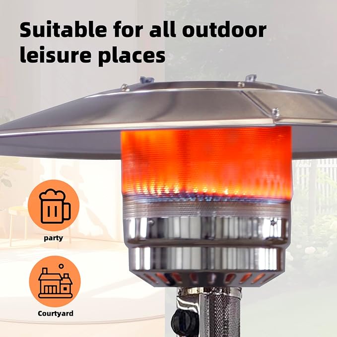 Afterglow 48,000 BTU Outdoor Patio Heater, Terrafab Material Base w Internal Gas Tank, Light Gray