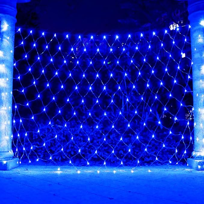 Net Light Christmas Lights Blue, 240LED Timer Tree Mesh Lights Outdoor Plug in Hanging String Lights for Xmas, Halloween, Garden, Walkway, Bushes Decor-9.8ft x 6.6ft(Blue)