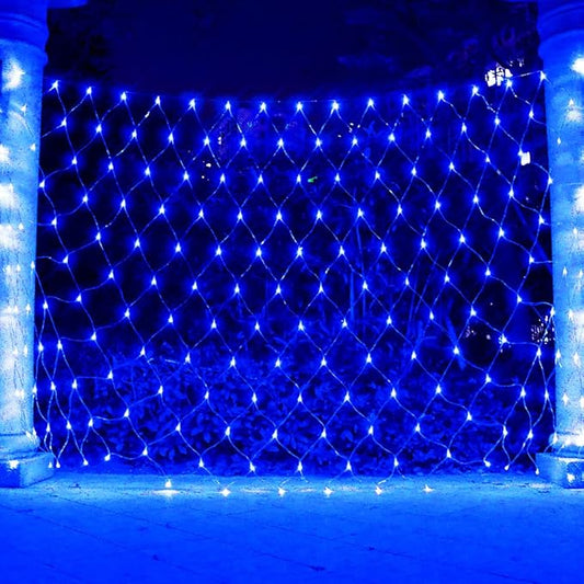 Net Light Christmas Lights Blue, 240LED Timer Tree Mesh Lights Outdoor Plug in Hanging String Lights for Xmas, Halloween, Garden, Walkway, Bushes Decor-9.8ft x 6.6ft(Blue)