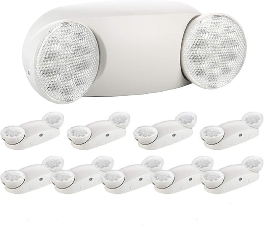 SPECTSUN 10 Pack LED Emergency EXIT Sign Lighting Combo- 120-277V Emergency Exit Lights for Home Power Failure-UL 924 Certified Commercial Emergency Light Fixtures,Ebulb Led Light Bulb