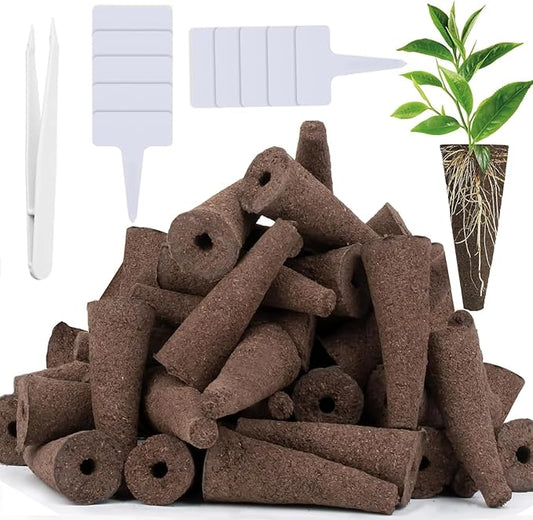 61 Pack Grow Sponges, Replacement Root Growth Sponges Seed Pods Compatible with AeroGarden, Compatible with Hydroponics Growing System Kit, Includes 10 Plant Labels and 1 Tweezers