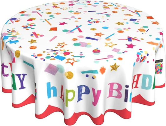 Giwawa Round Tablecloths 60 Inch Home Happy Birthday Tablecloth Colorful Dry No Wrinkles Birthday Party Supplies