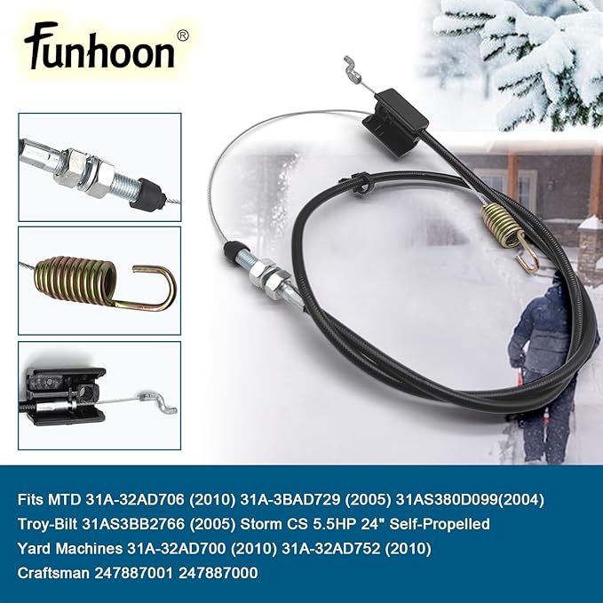 946-04007 Auger Control Cable for Yard Machines Craftsman Troy Bilt MTD Husky Cub Cadet Snow Blowers Replaces 746-04007