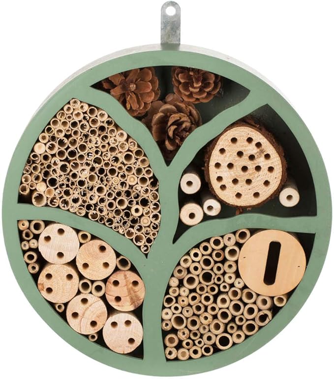 11” Woonden Multi Habitat Insect House Outdoor Garden Decorative Insect Hotels for Bee Butterfly and Beetle Tree of Life