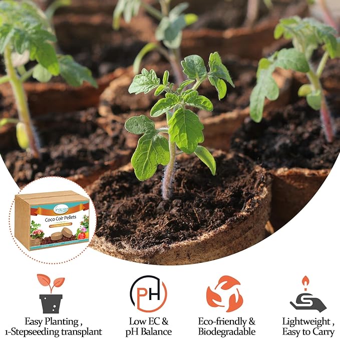 Legigo 100 Pcs 40mm Organic Coco Coir Pellets for Plants- Compressed Coconut Coir Potting Soil, Coco Fiber Pellets Coco Coir Soil for Planting, Garden, Bonsai, Herbs, Flower & Vegetables
