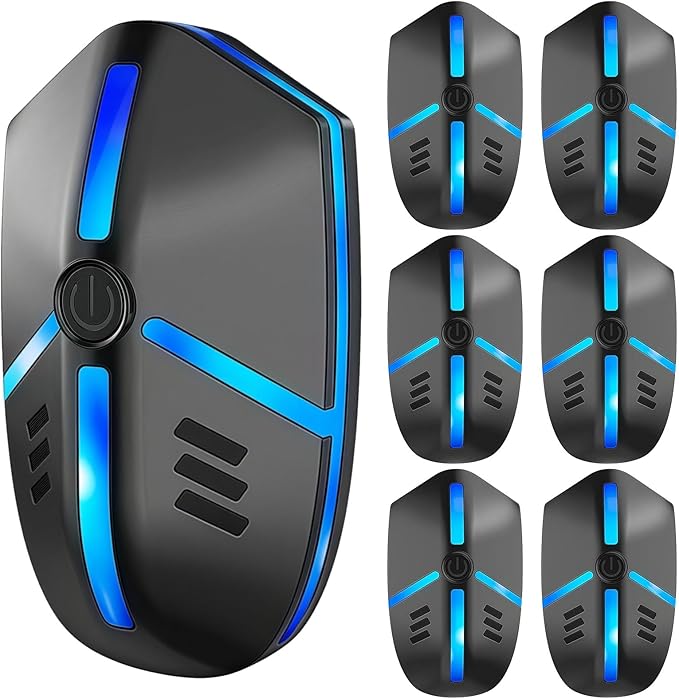 2025 Upgraded Ultrasonic Repeller Indoor Insect Repeller 6 Pack, for Roach, Mice, Spiders, Mouse, Rodent Repellent Electronic Plug-in, Pest Control, 2 Mode Switching Large Area Coverage (6)