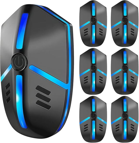 2025 Upgraded Ultrasonic Repeller Indoor Insect Repeller 6 Pack, for Roach, Mice, Spiders, Mouse, Rodent Repellent Electronic Plug-in, Pest Control, 2 Mode Switching Large Area Coverage (6)