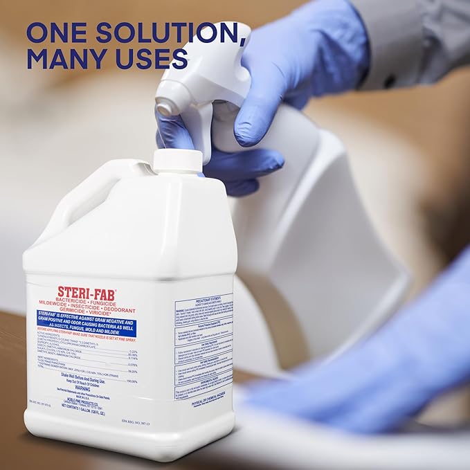 Steri-fab All-in-One Disinfectant & Insecticide Spray – Kills Bed Bugs, Fleas, Mites, Roaches, Viruses, Fungi, & Odors – Quick-Drying, Non-Residual, 1 Gallon Jug
