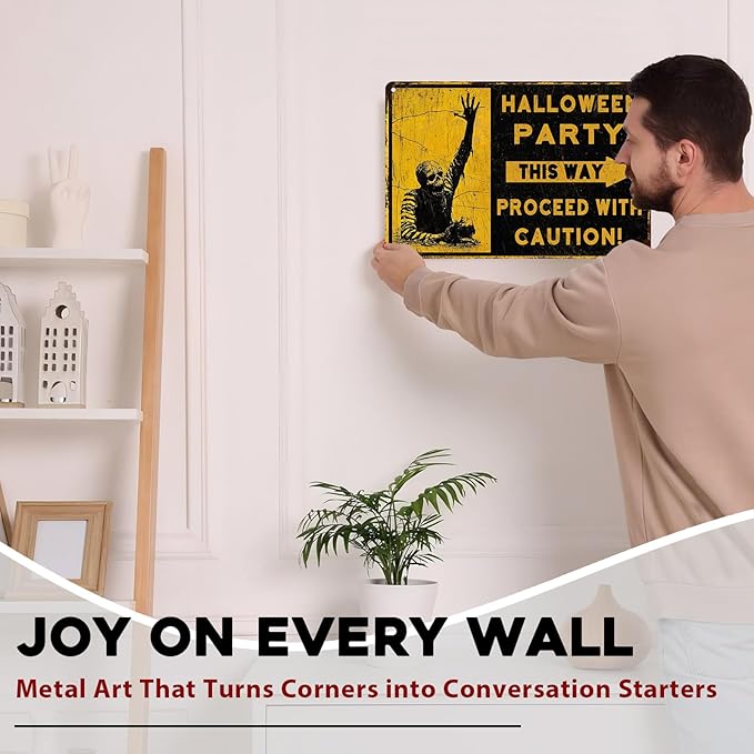 Halloween Party Zombies Vintage Sign Zombies Metal Tin Sign Halloween Decor for Home Bar Kitchen Hotel Dining Room Coffee 8x12inch