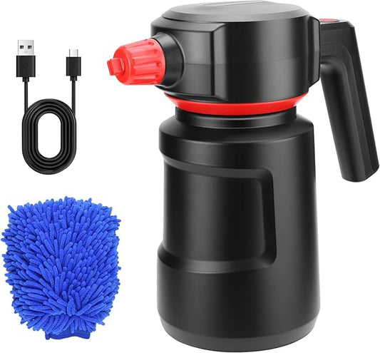 Electric Foam Sprayer 2L Car Wash Sprayer Electric Foam Cannon USB Rechargeable Battery Foamer Spray Cordless Portable Pump Spray Black