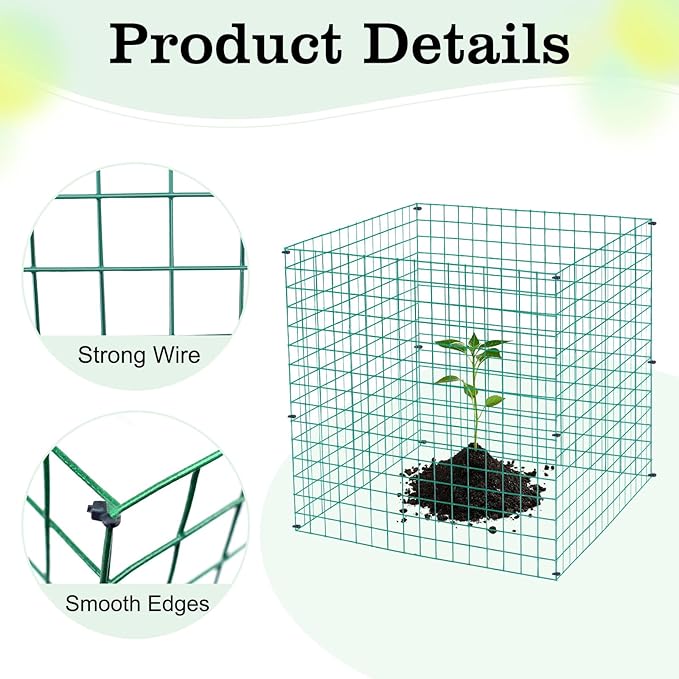 4 Packs Wire Plant Protectors,15.3" X 15.3" Wire Mesh Plant Protector cage,DIY Garden and Vegetable Protectors,Plant Cage to Protect Plants from Animals