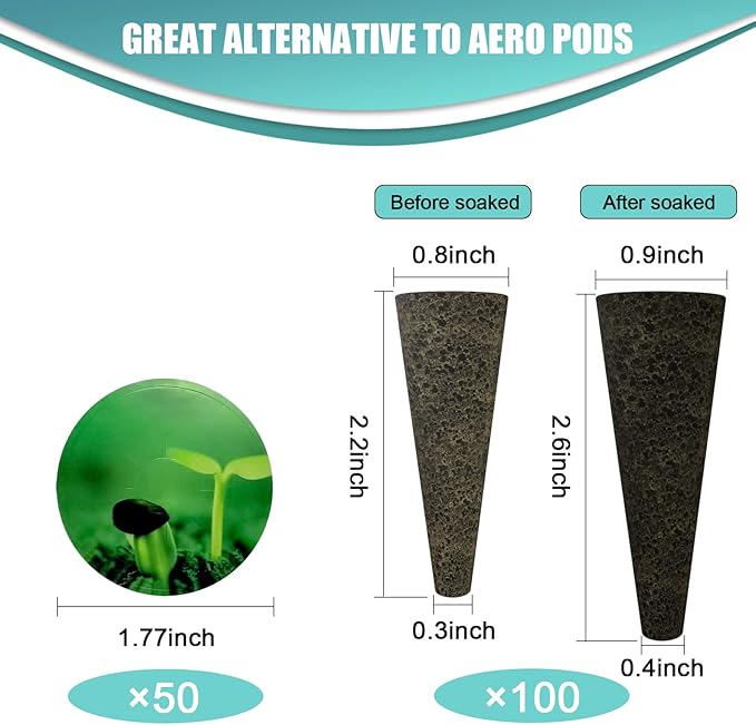 150pcs Seed Pod Kit for Hydroponics, Grow Anything Kit with 100pcs Grow Sponges, 50pcs Pods Labels, Hydroponics Pods Replacement Compatible with Hydroponics Growing System from All Brands