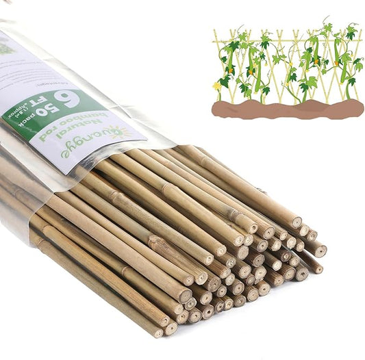 Plant Bamboo Post,6Feet,Bamboo Garden Stakes,50PcsBamboo Stakes,for Tomato,Beans,Vegetable and Flowers, Potted Plants,Indoor and Outdoor Climbing Plants