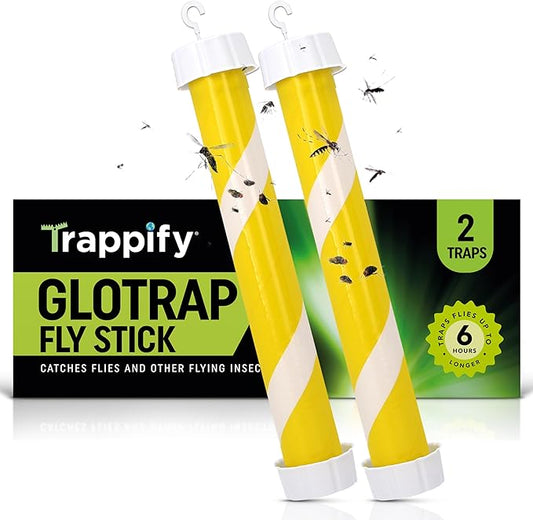 Glow-in-The-Dark Fly Stick by Trappify: Premium Indoor & Outdoor Fly Traps | Water-Resistant Sticky Trap for Fruit Fly Traps for Indoors, Gnat Traps for House Indoor, and Fly Trap Indoor (2 Pack)