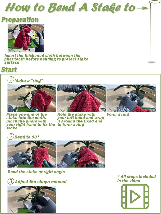 10-PCs 15-3/4" Plastic Coated Orchid Stakes for Plants Support, Bendable Orchid Support Stakes - Green