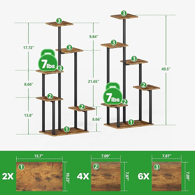 Plant Stand Indoor with Grow Lights - Tiered Corner Shelf Small Metal Lighted Flower Rack Multiple