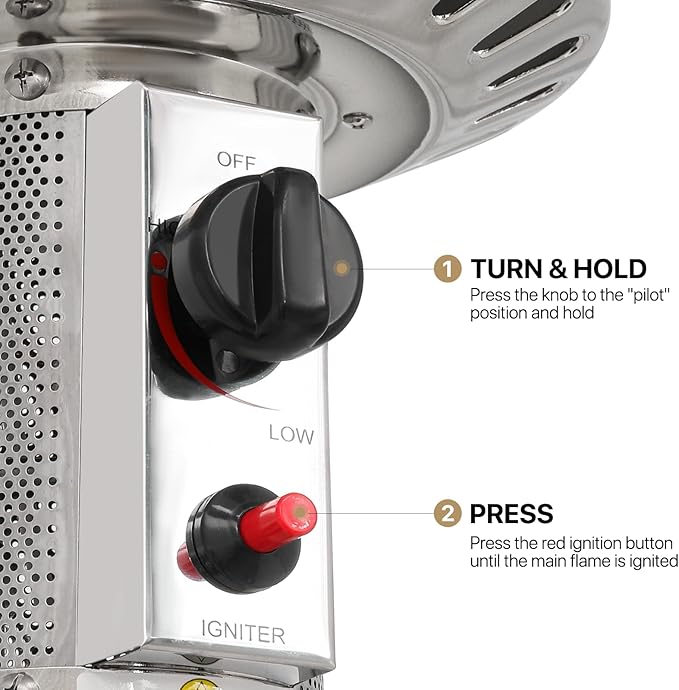 MoNiBloom 48000 BTU Propane Patio Heater with Stainless Steel Burner Outdoor Patio Heater for Commercial Use, Residential, Garden, Backyard, Porch, Deck, Balcony (Brown)