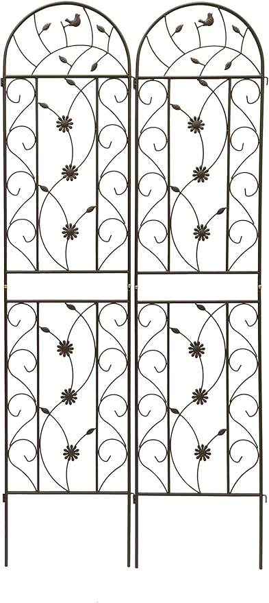 Garden Trellises, 2 Pack Brown Metal Coated Rustproof Trellis for Climbing Plants Outdoor, Roses, Vines, Flowers, and Vegetables-19.7×86.7 inches