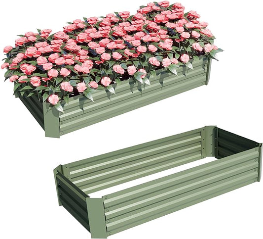 Aoodor 4 x 2 x 1 ft Raised Garden Bed for Patio Garden Lawn, Bed Only, Set of 2