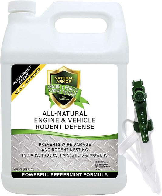 Mice/Mouse, Rat, Squirrel & Rodent Wire, Engine & Vehicle Protection Spray Prevents Chewing & Nesting for Cars, Trucks, RV’s, ATV’s. Great for Winter Protection. Ready to Use (128 Oz Gallon)