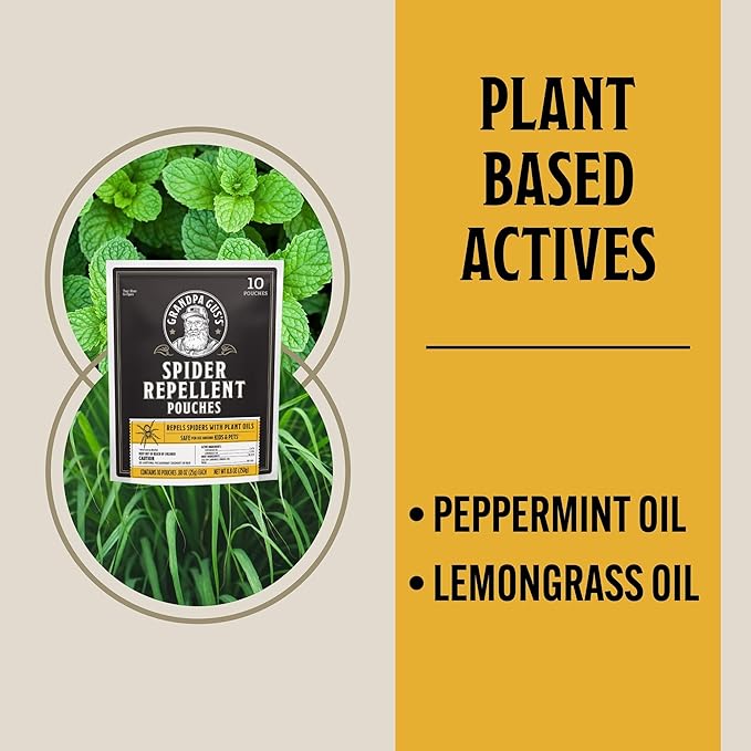 Grandpa Gus's Natural Spider and Insect Control Bundle - Non-Toxic Ant, Roach & Spider Killer Spray (16 oz) with Spider Repellent Pouches (10 Pouches), Safe Home and RV Pest Solution