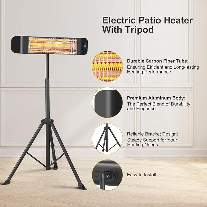 Pasapair Electric Patio Heater - Smart Infrared Indoor Heater 24H Timer with APP Control - Wall Mounted Outdoor Heater for Patio Garage - IP65 CSA Certified