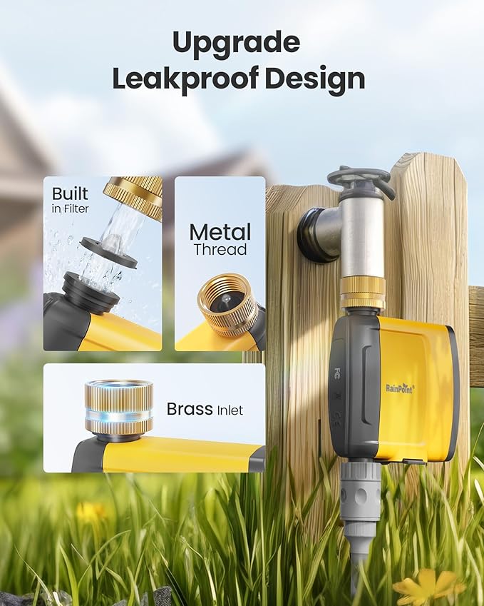 RAINPOINT WiFi Water Timer, Smart Hose Timer WiFi Irrigation Controller, Wireless Watering System Valve, APP & Voice Control, Weather-Based Automatic Rain Delay, Brass Inlet
