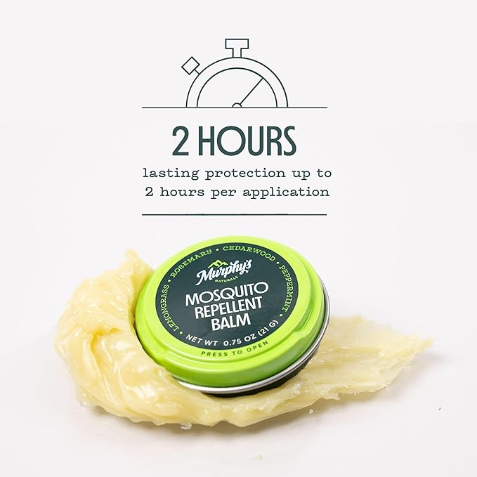 Murphy's Naturals Mosquito Repellent Balm for Outdoor Patio, Hiking, Camping, Plant-Based with Cedarwood, Lemongrass & Rosemary, DEET-Free, 2 oz