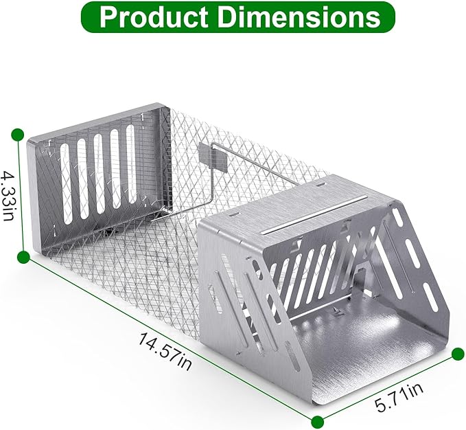 Automatic Continuous Humane Rat Trap, Single Door Metal Mouse Cage Traps and Other Small Live Animals Cage, Easy to Catch and Release, Work for Indoor Outdoor